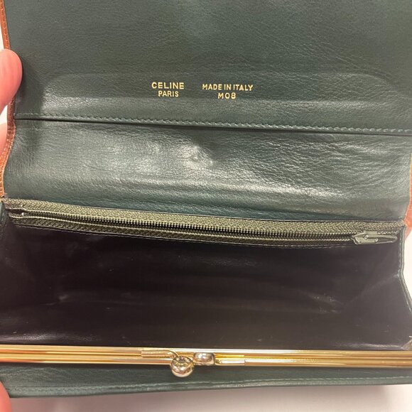 CELINE Vintage Dark Green Leather Bifold Long Wallet - Preowned - Picture 15 of 15